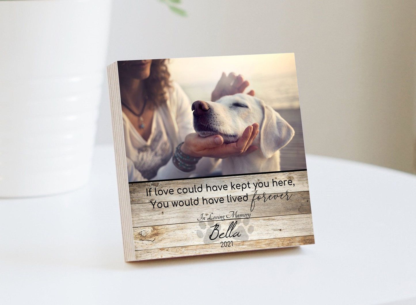 Pet Loss Gift, Dog Memorial Wood Photo Block