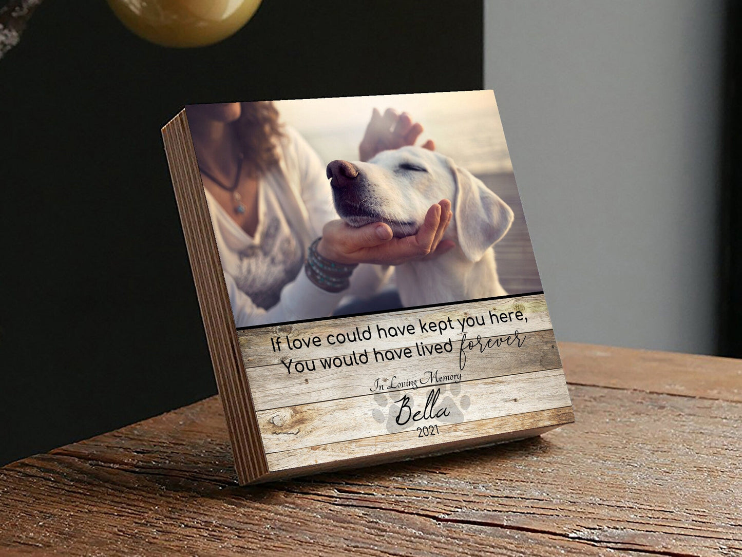 Pet Loss Gift, Dog Memorial Wood Photo Block