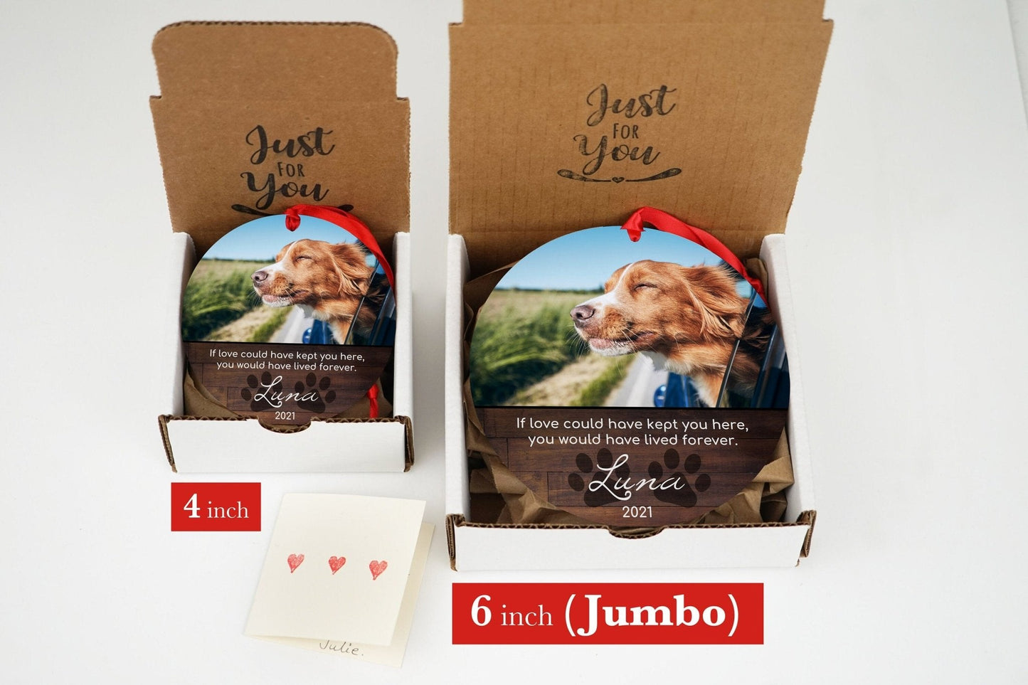 Dog Memorial Ornament with Photo, 4 or 6 inch Jumbo