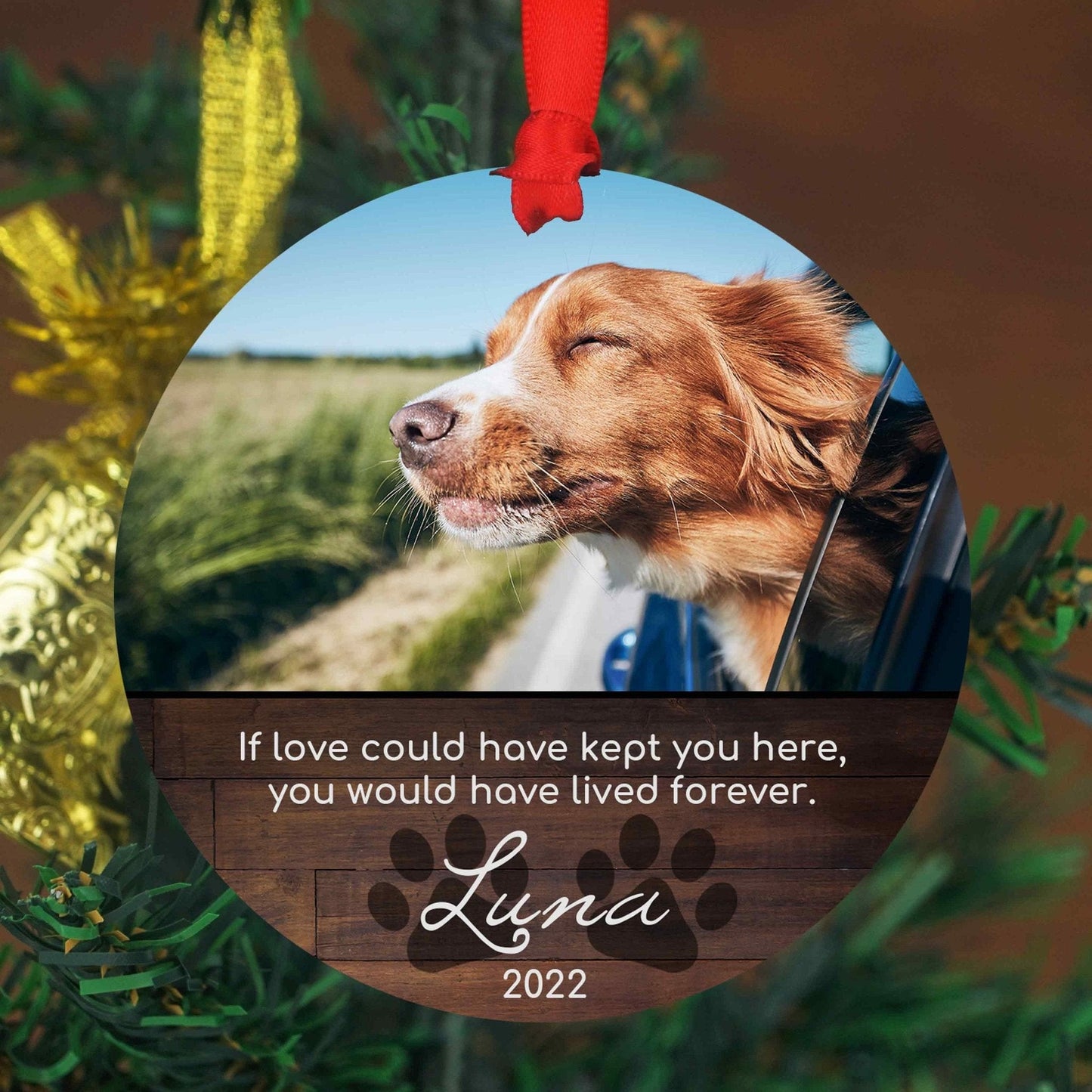 Dog Memorial Ornament with Photo, 4 or 6 inch Jumbo
